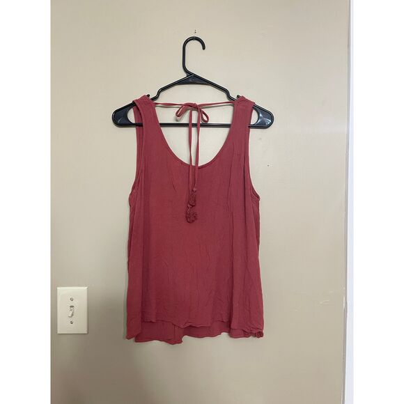 LUQ Orange Eyelet Floral Lace Fall Tank Top Tie Back Large - Picture 6 of 8